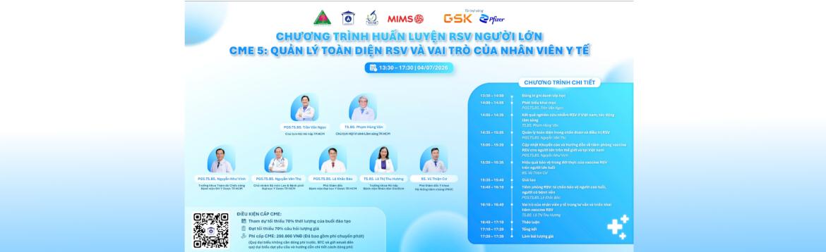 Chương trình huấn luyện RSV người lớn CME 5: Quản lý toàn diện RSV và vai trò của nhân viên y tế - ngày 04/07/2026